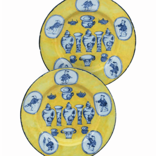 Antique Delftware Yellow Ground Dishes