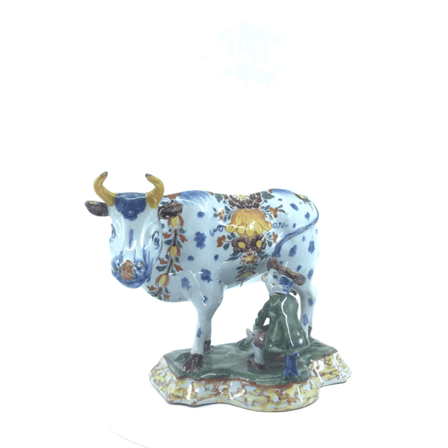 milking cow figure polychrome 3d view