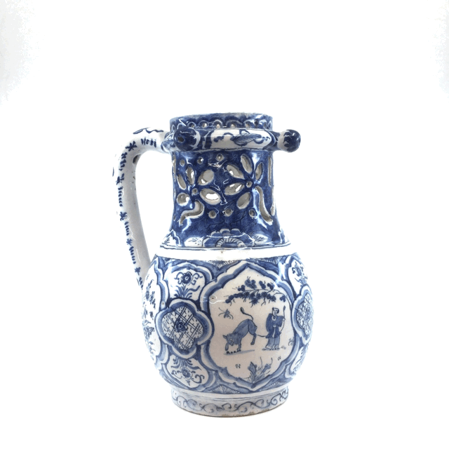 1836 gif delftware puzzle jug 3d view Aronson Antiquairs