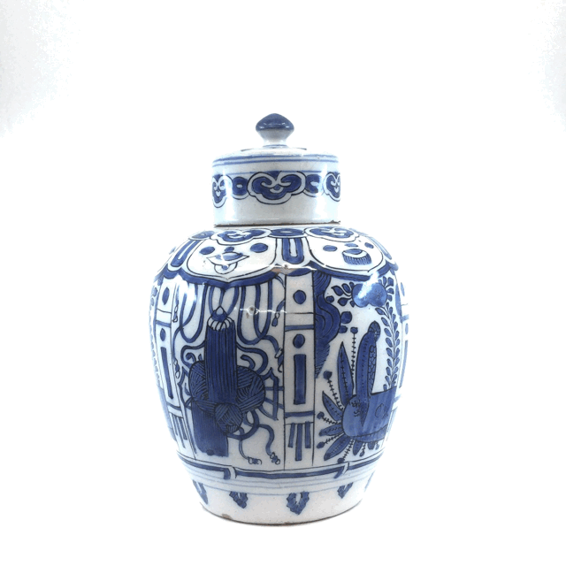 antique delftware kraak style jar
