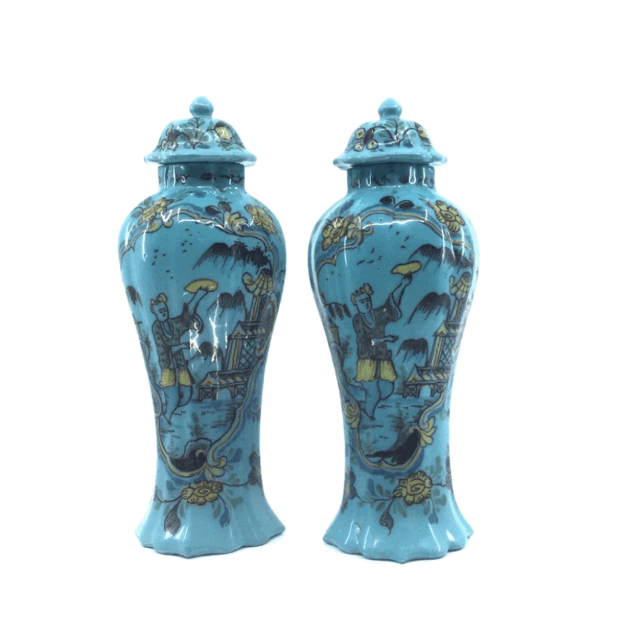 3d view of turquoise ground vases