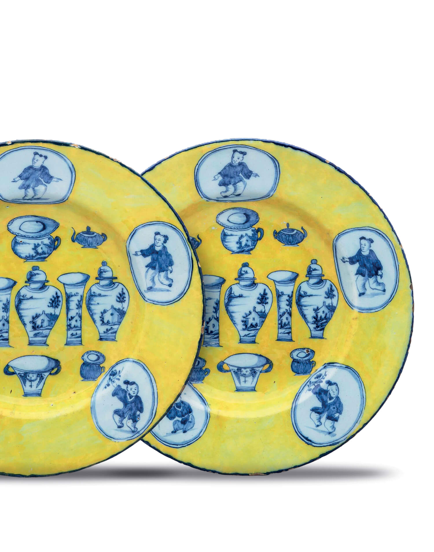 yellow antique ground dishes