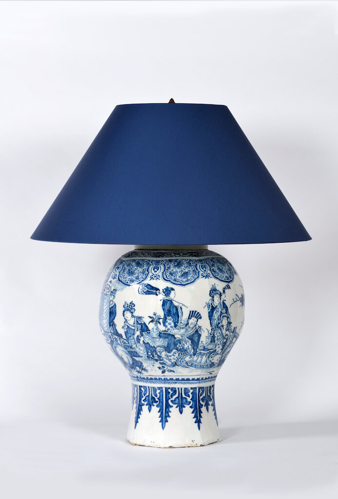 453. Blue and White Large Chinoiserie Vase delftware chinoiserie lamp