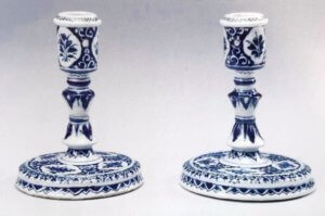 Blue and White Candlesticks, circa 1710