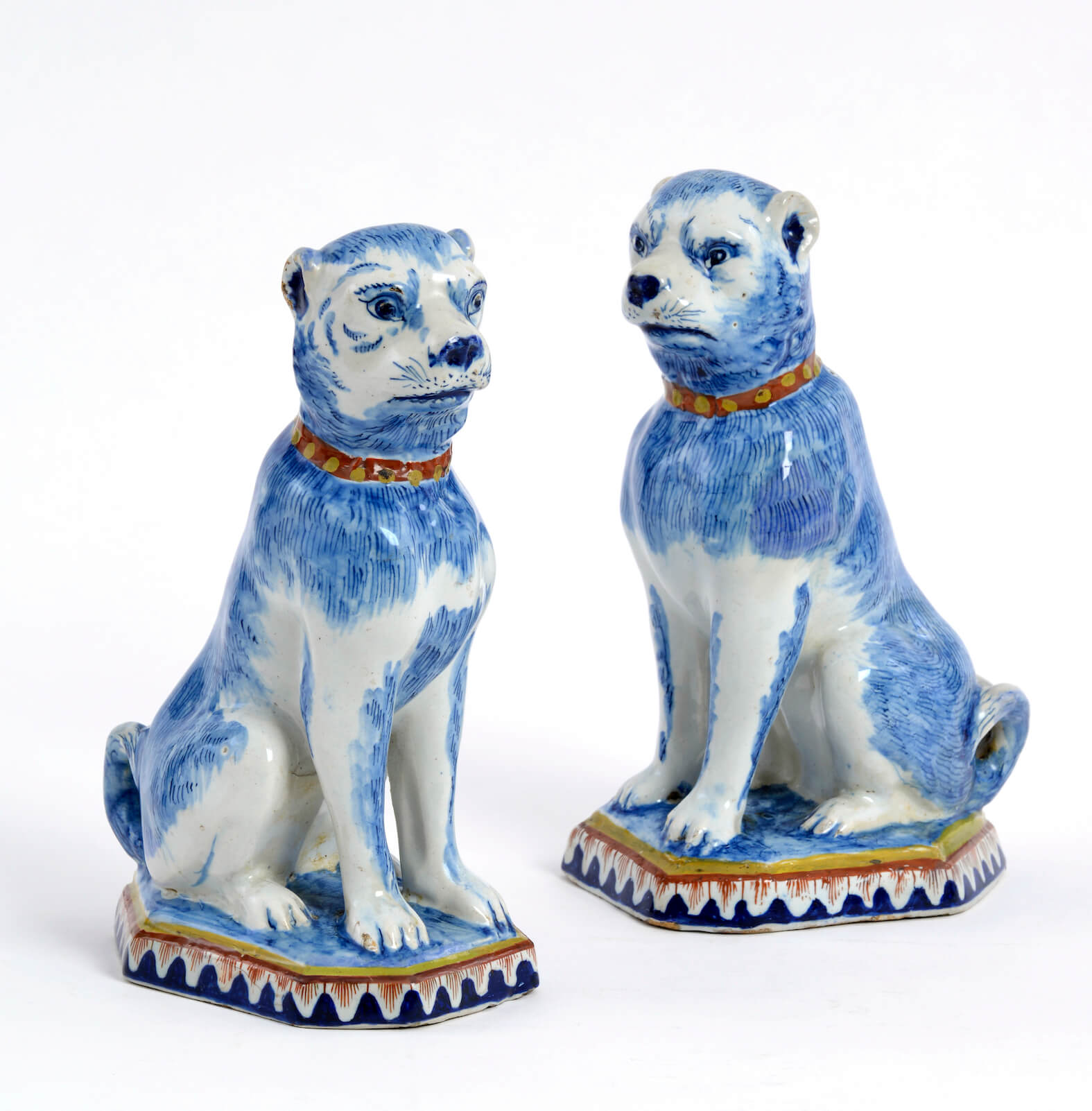 seated dogs antique delftware
