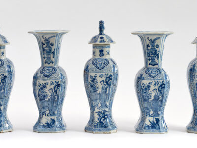 Delftware Aronson Delftware Antique Blue And White Garniture