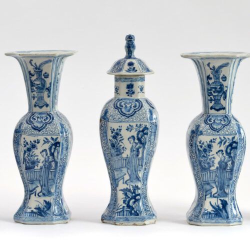 Delftware Aronson Delftware Antique Blue And White Garniture