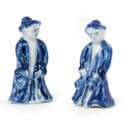 D1831. Pair Of Blue And White Miniature Figures