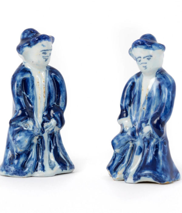 white delftware miniature figures antique