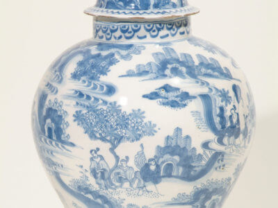 Dutch Delft Pottery Blue And White Bluster Form Jar