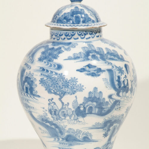 Dutch Delft Pottery Blue And White Bluster Form Jar