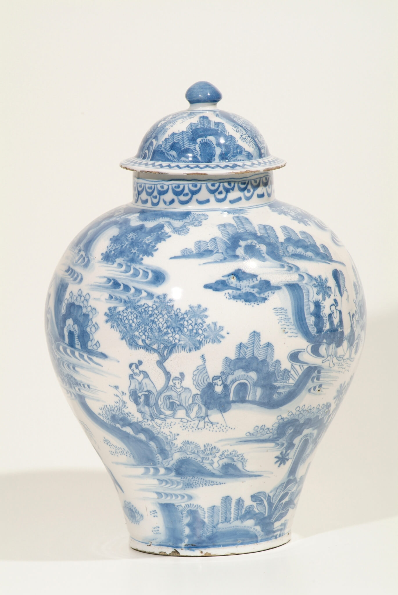Dutch Delft Pottery blue and white bluster form jar