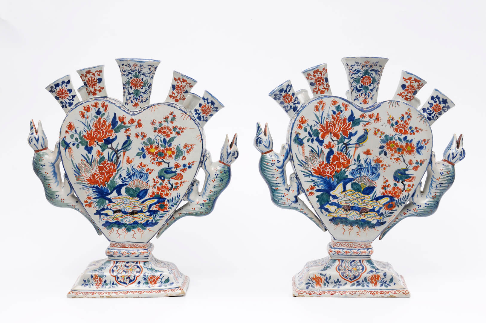 •D1228. Pair of Massive Cashmere Palette Flower Vases Cashmere Dutch Delft Pottery vases