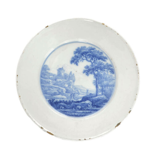 Two Blue And White Delftware Plates Antique