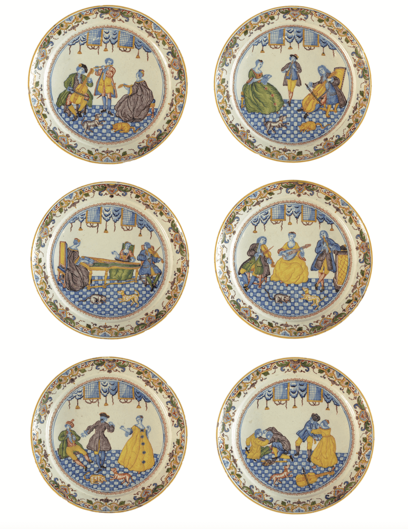 Antique Polychrome plates Aronson Antiquairs