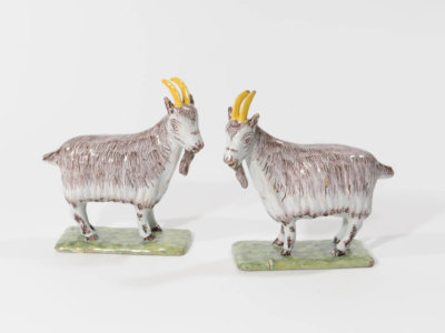 Pair Of Polychrome Figures Of Goats