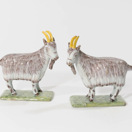 Pair Of Polychrome Figures Of Goats