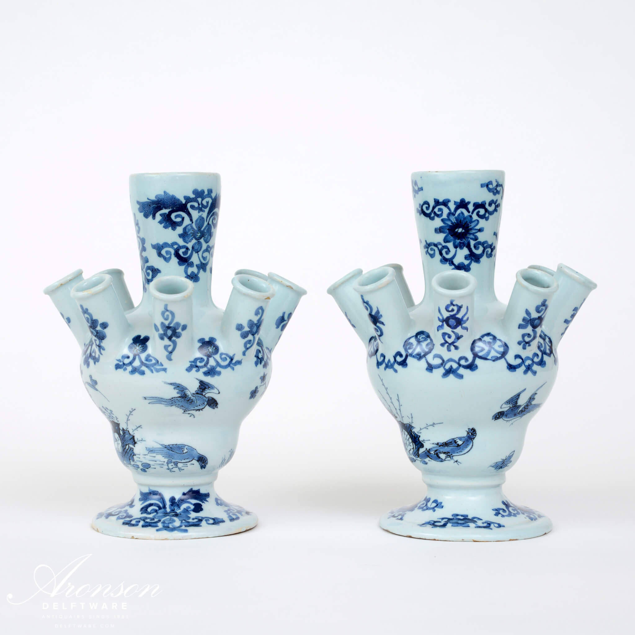 Blue and white Delftware vases