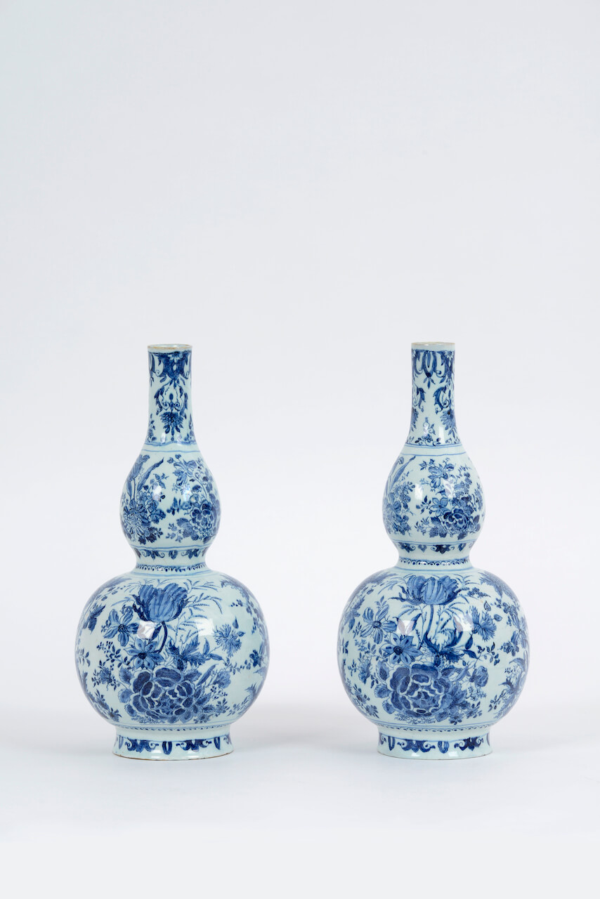 1911. Pair of Blue and White Double-Gourd-Shaped Vases