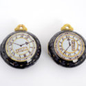 D1933. Pair Of Polychrome Models Of Pocket Watches