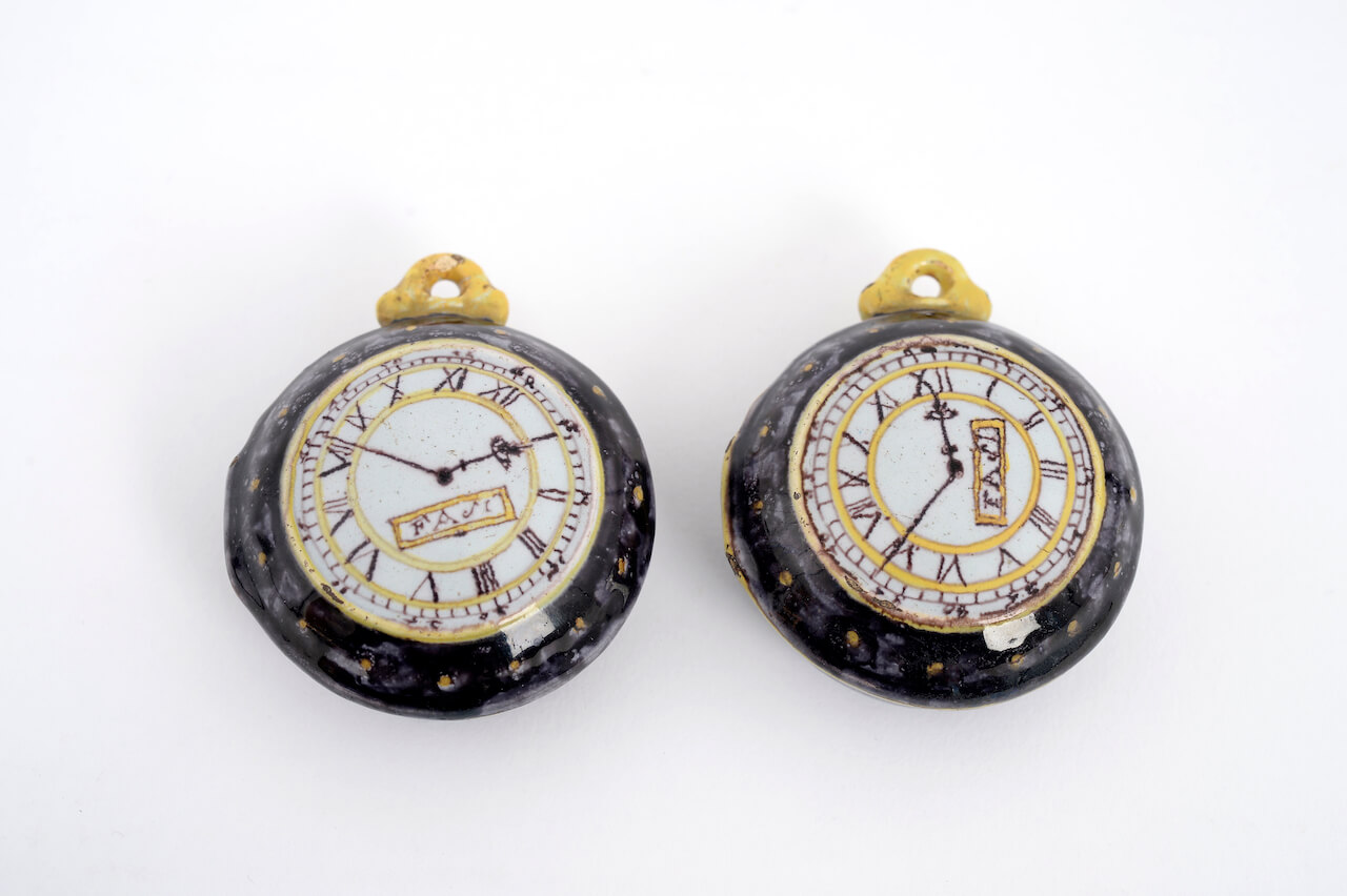 1933. Pair of Polychrome Models of Pocket Watches