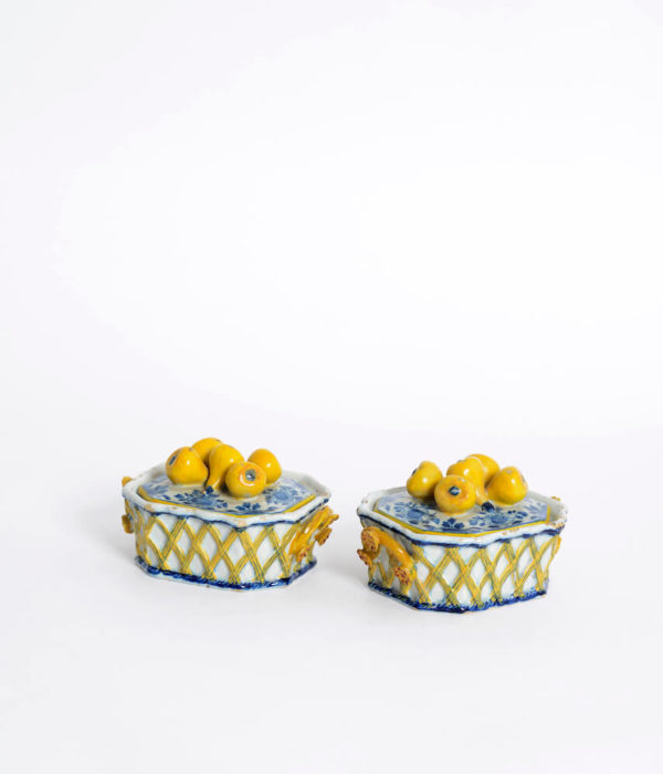 D1949. Pair of Polychrome Butter Tubs and Covers