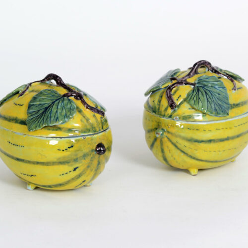 Pair Of Polychrome Melon Tureens And Covers