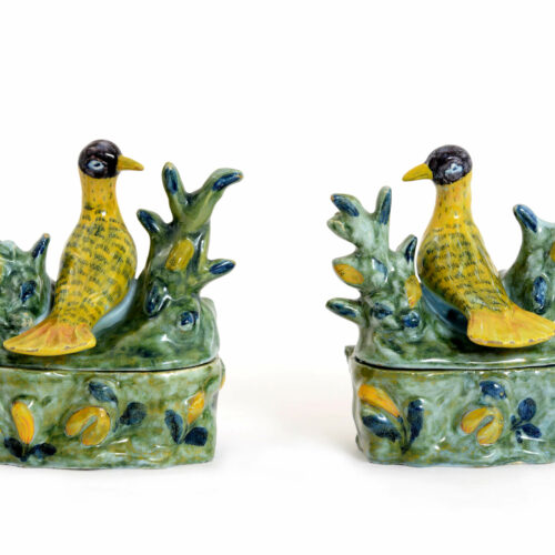 Pair Of Polychrome Bird Tureens And Covers