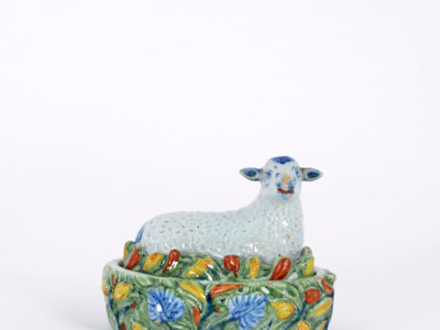 Polychrome Delftware Tureen Sheep