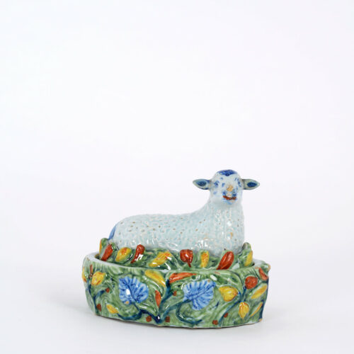 Polychrome Delftware Tureen Sheep