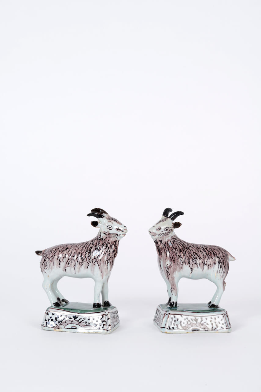 1958. Pair of Polychrome Models of Standing Goats