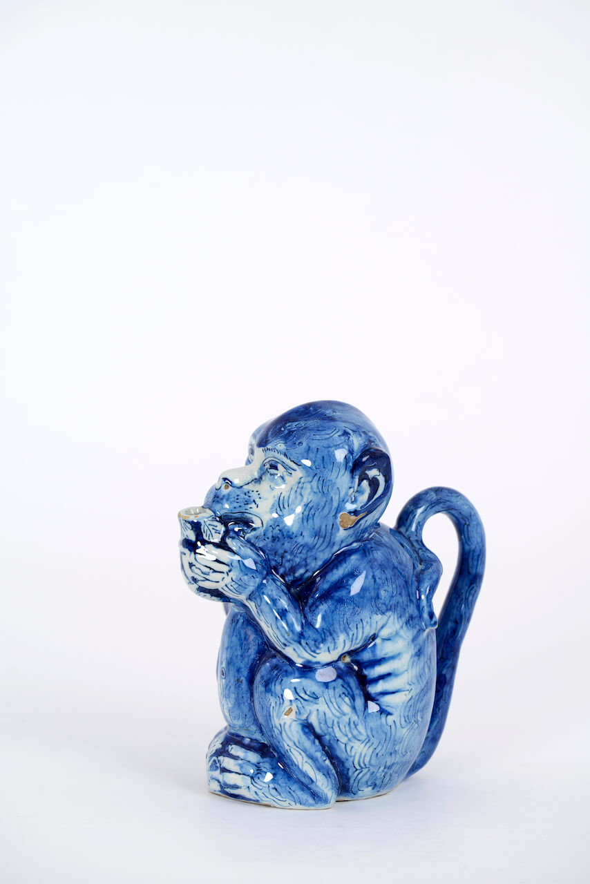1977. Blue and White Jug in the Form of a Seated Monkey