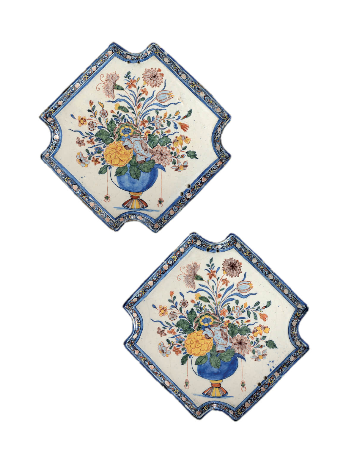 1931. Pair of Polychrome Octagonal Plaques