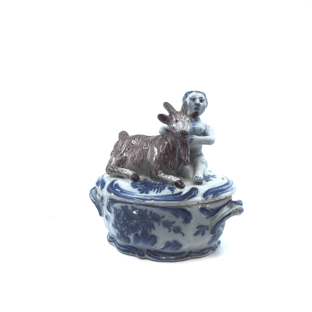 Polychrome putto and goat tureen and cover