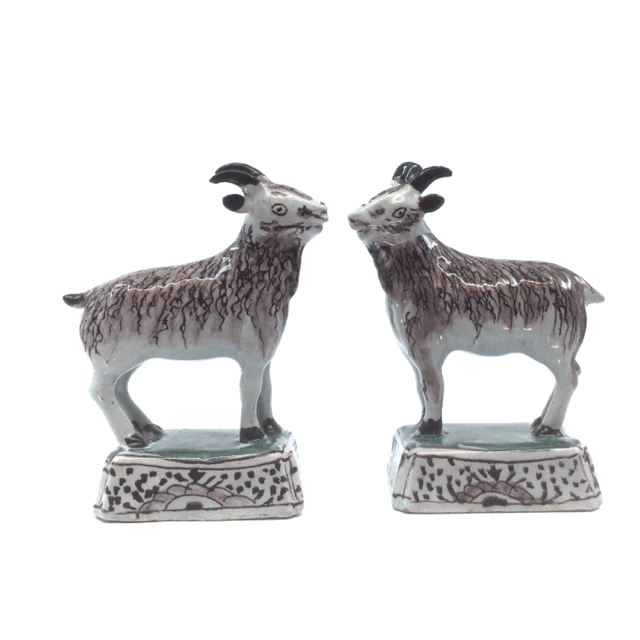 Pair of polychrome models of standing goats