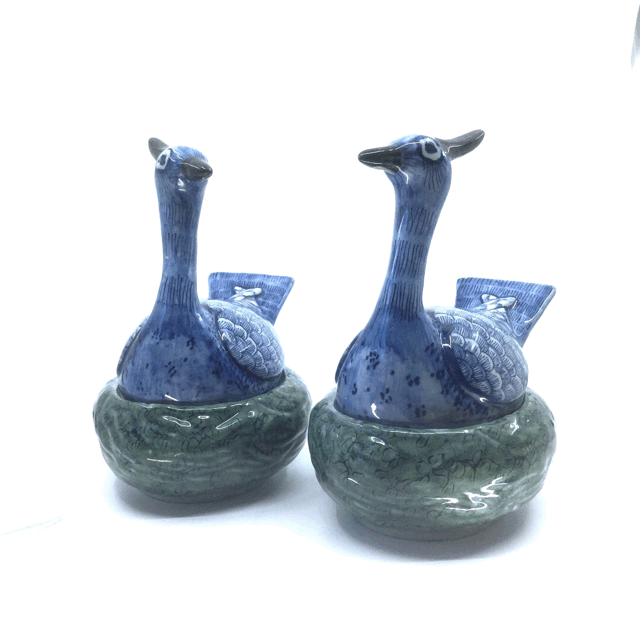 export Pair of polychrome plover tureens and covers