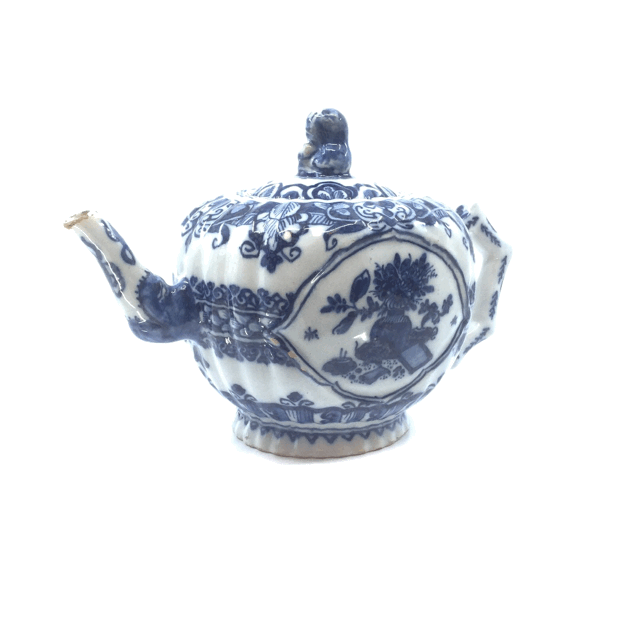 Blue and white teapot and cover