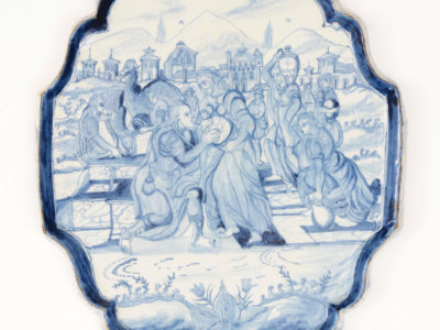 Blue And White Biblical Plaque