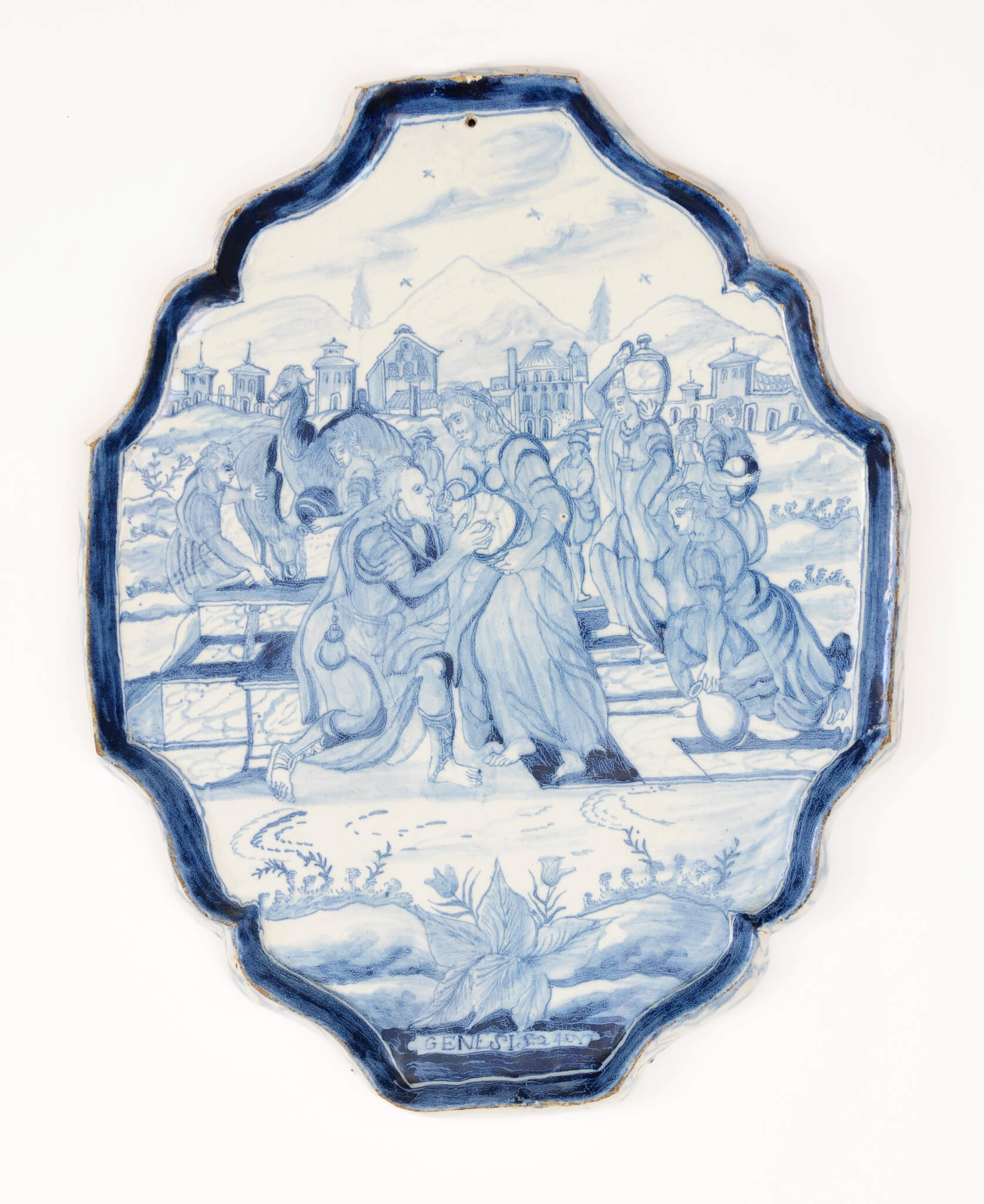 Object no. 1242. Blue and White Biblical Plaque Blue and White Biblical Plaque