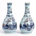 D1712. Pair Of Blue And Manganese Vases