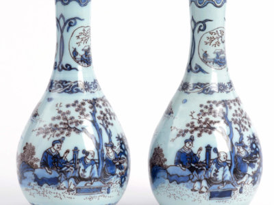 Pair Of Blue And Manganese Vases