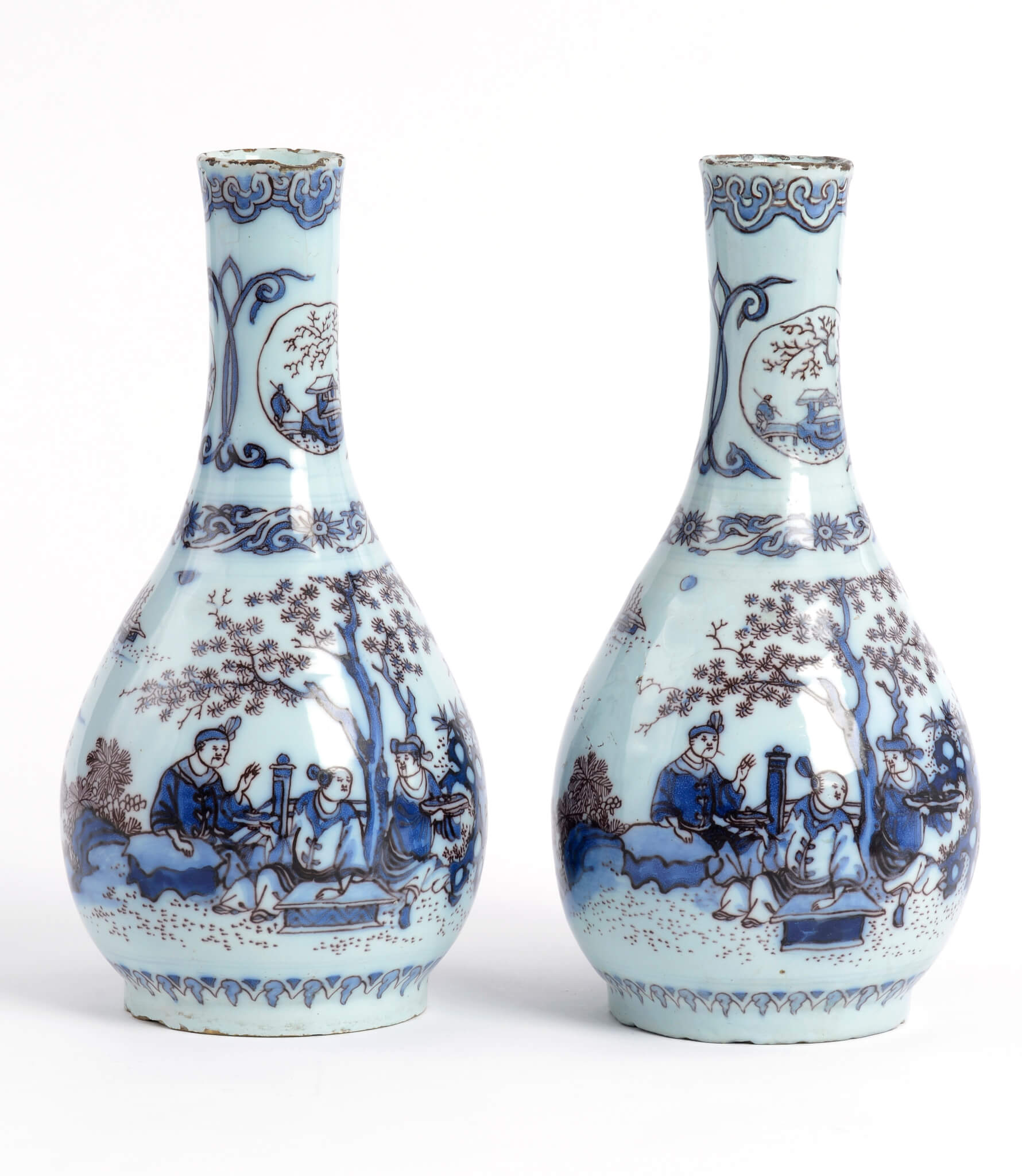 Pair of blue and manganese vases