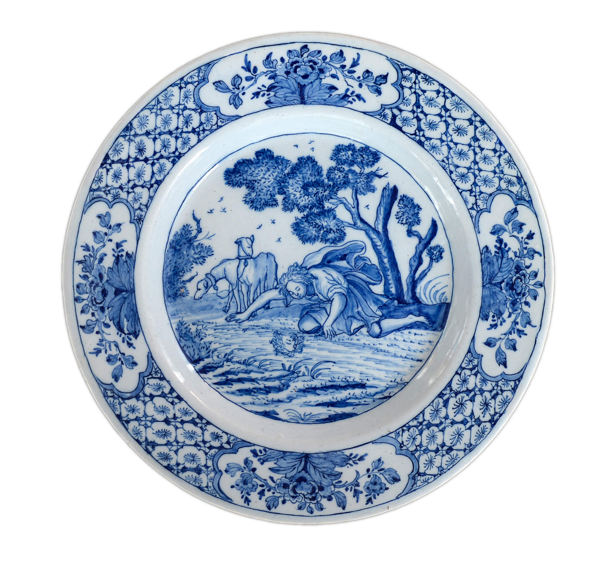 Object no. D1927. Blue and White Plate depicting Narcissus Plate depicting Narcissus