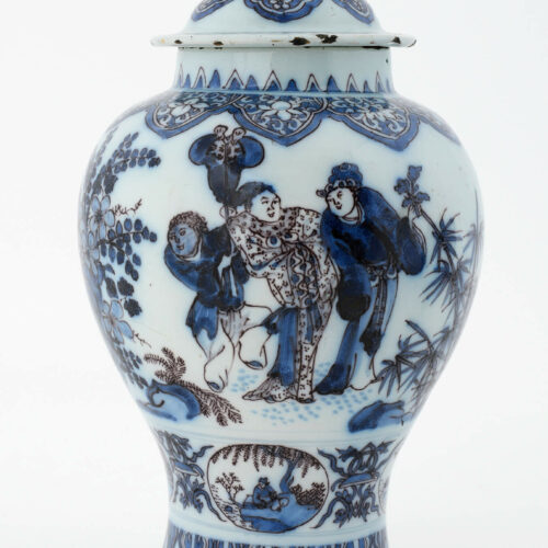 Blue and Manganese Baluster-Form Vase and Cover