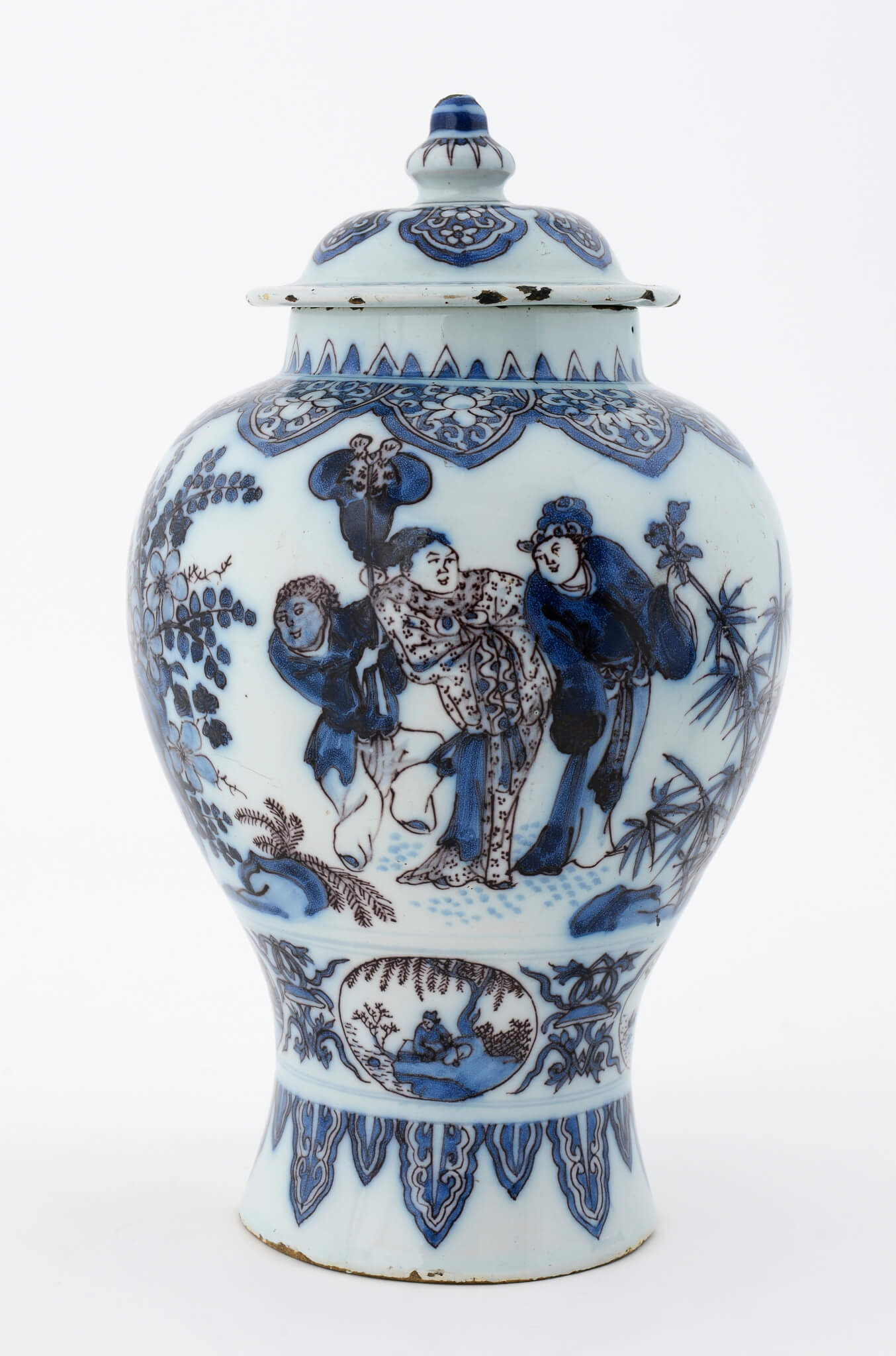 Blue and Manganese Baluster-Form Vase and Cover