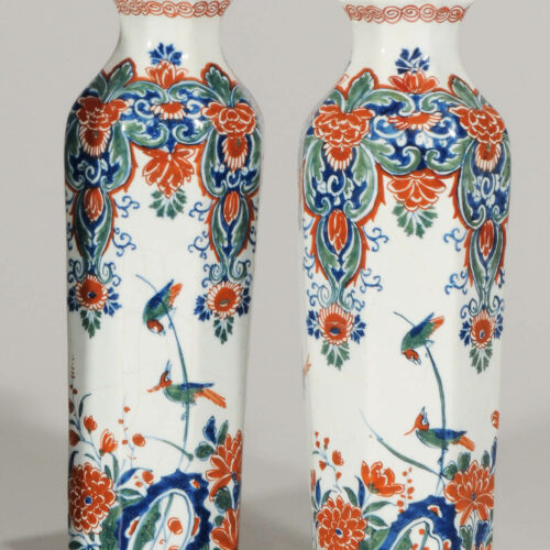 Pair Of Cashmere Palette Octagonal Rouleau Vases