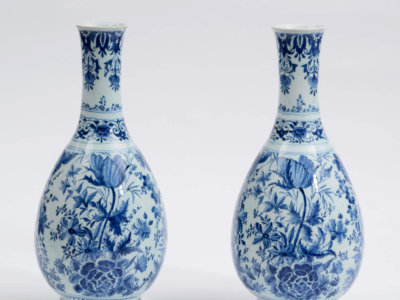 Pair Of Blue And White Vases. Object No. 1899. Delftware