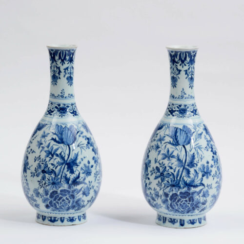 Pair Of Blue And White Vases. Object No. 1899. Delftware