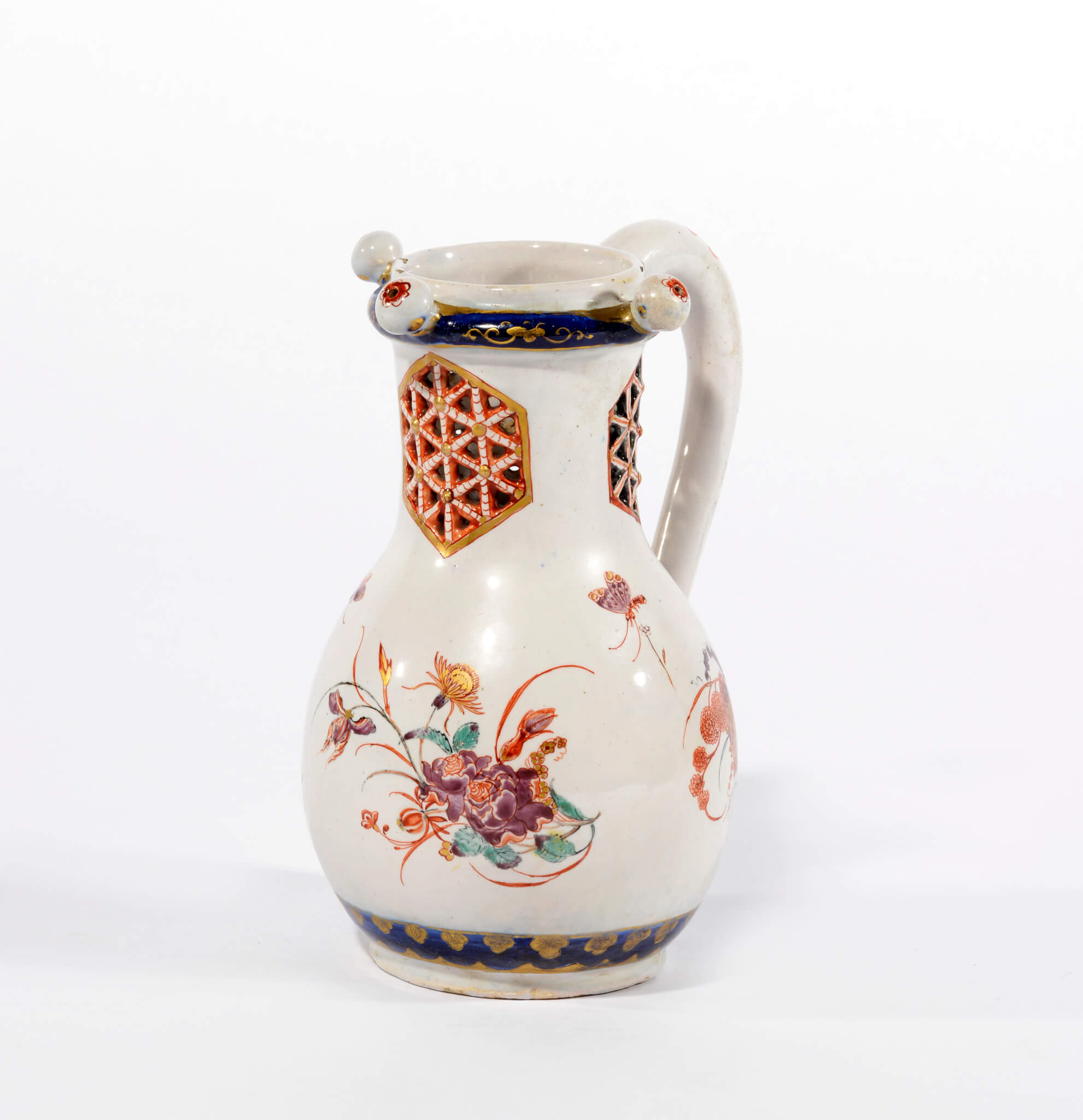 D1618 Petit feu polychrome and gilded puzzle jug