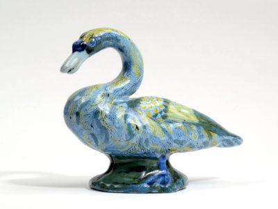 C1903 Delftware Polychrome Swan